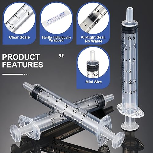 Miniatura 5 de Nuanchu Jeringa líquida de 0.1 fl oz para alimentación de mascotas, jeringas de plástico para perros y perros, herramientas de medición oral de