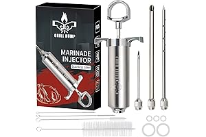 BBQ Meat Injector Syringe for Flavorful Juicy Tender Brisket Turkey Pork and...