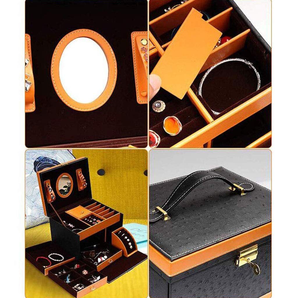 Joyero Joyero de Piel sintética, Organizador de Joyas, Regalo para Mujeres, Negro, para Mujeres, niñas, Anillos, Collares, Pendientes, Pulseras, Organizador