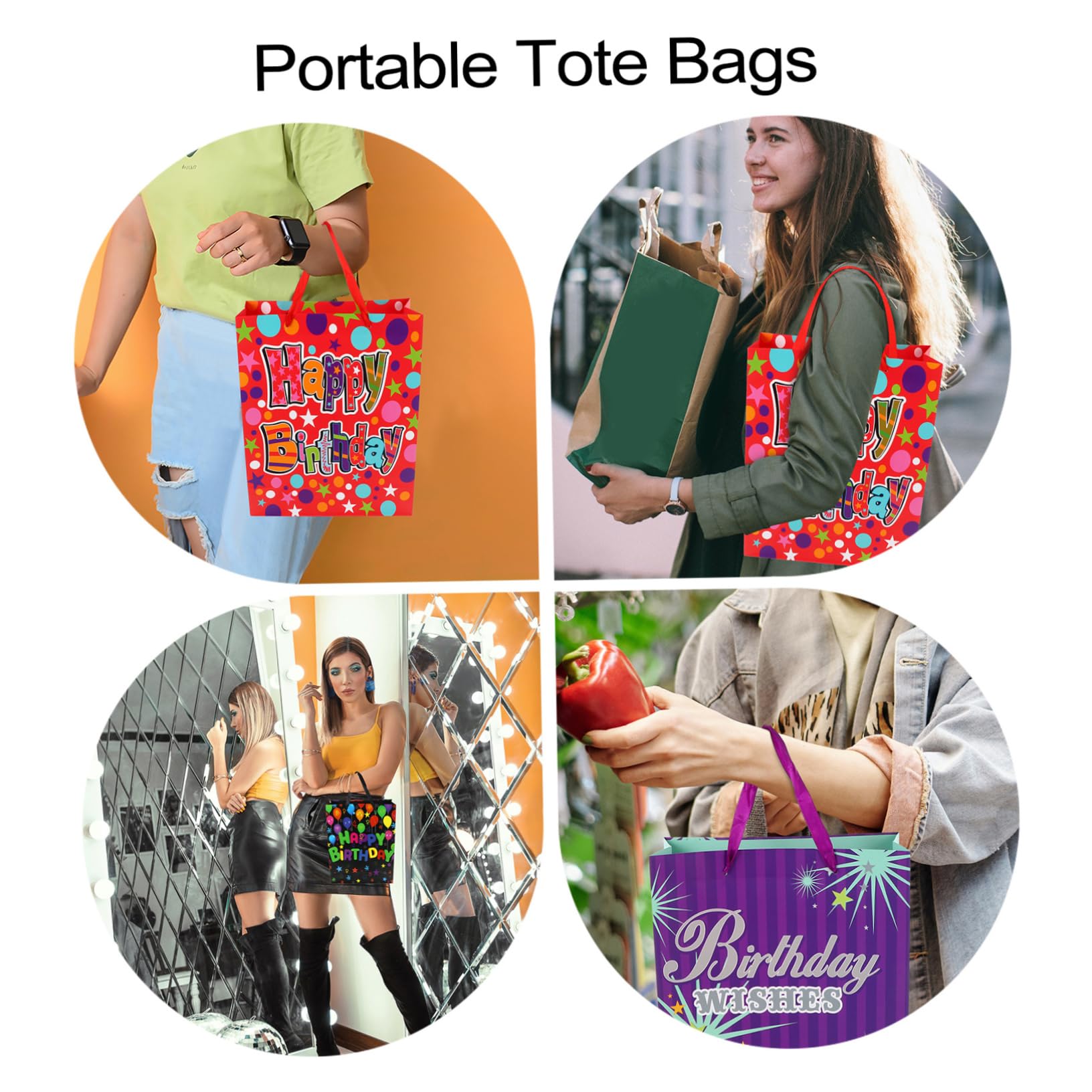 Healeved 12 Piezas Bolsas de Papel Recubierto para de Cumpleaños de Portátiles y Reutilizables para Fiestas y Detalles Especiales