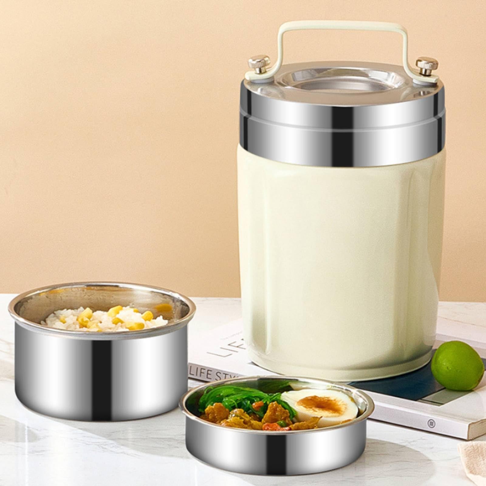 Contenitore Termico per Pasti Contenitore Pranzo Scatola Bento Portapranzo Ermetico in Acciaio 304 con Doppia Parete Isolante E Coperchio Sicuro Facile da Pulire Adatto a Studenti Pendolari
