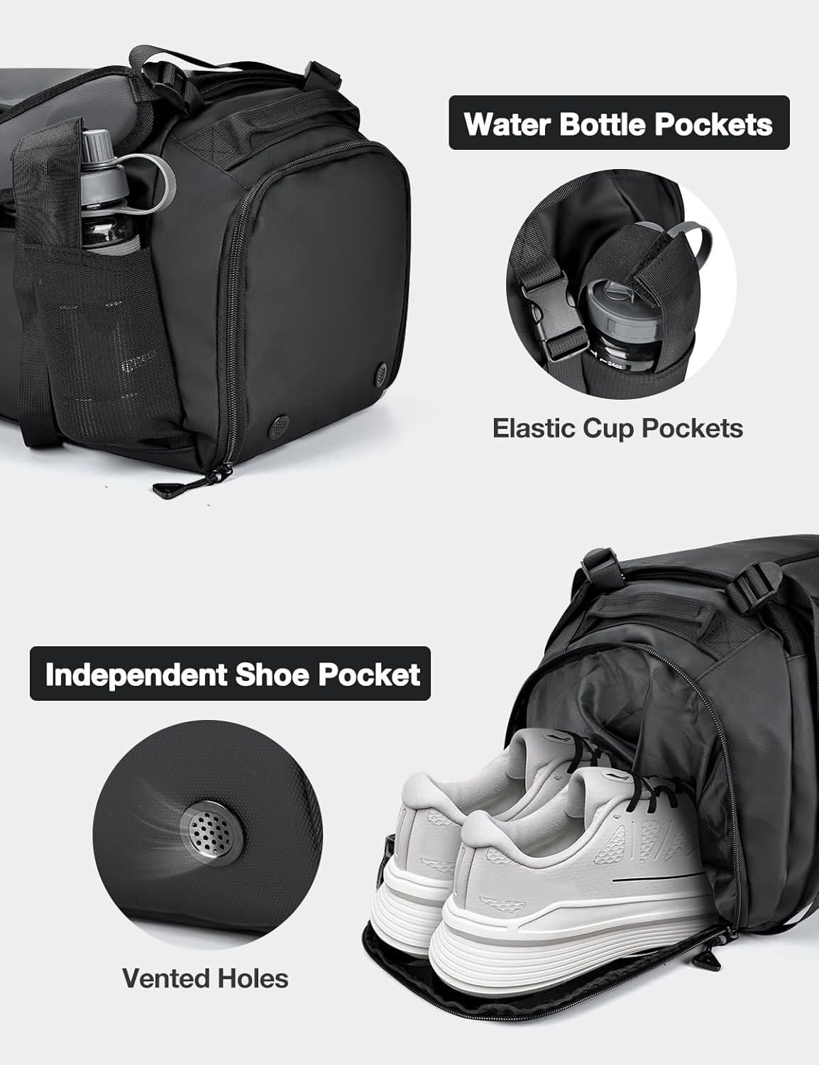 Vuudh 3-in-1 Gym Bag – 36L Convertible Large-Capacity Fitness Backpack, Water-Resistant Travel Duffel with Shoe Compartment, Quick Access Pockets & Adjustable Straps - Image 4