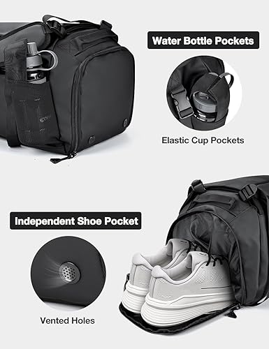 Miniatura 4 de Vuudh Bolsa de gimnasio 3 en 1 mochila de fitness convertible de gran capacidad de 36 litros, bolsa de viaje resistente al agua con compartimento