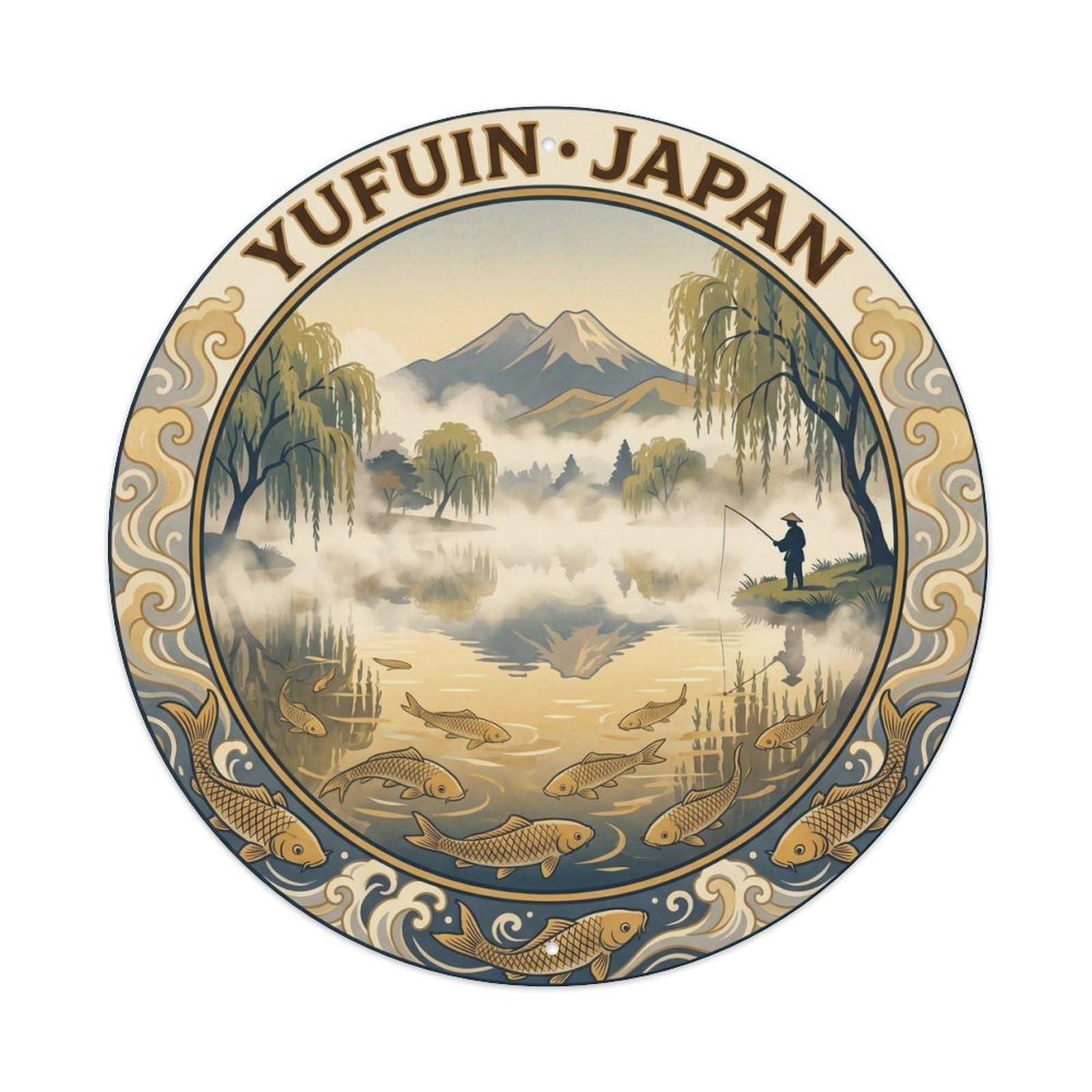 Yufuin Onsen Lake Kinrin Mountain Retreat Hot Spring Metal Tin Sign