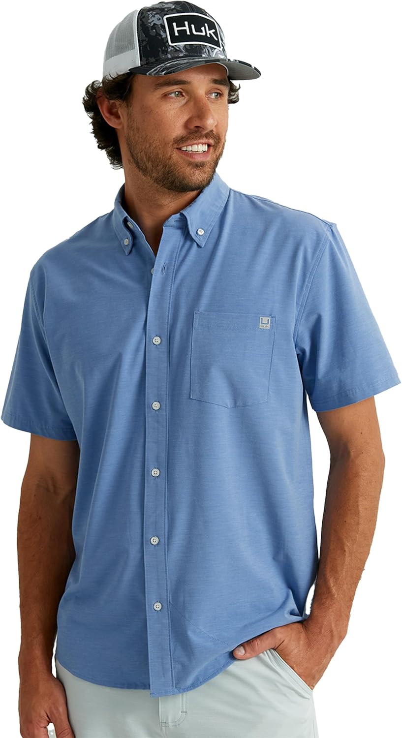 HUK Mens Kona Solid Short Sleeve Fishing Button Down Armenia Ubuy
