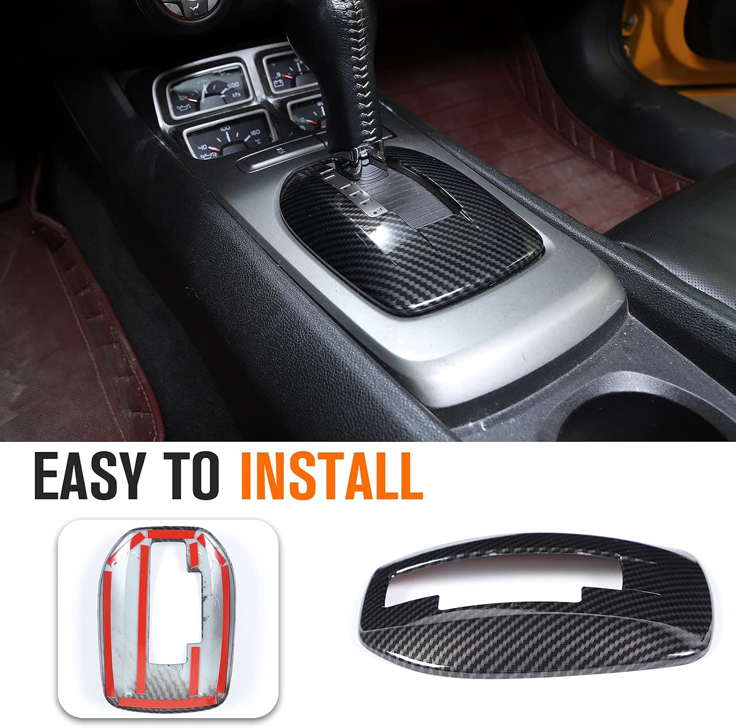 JeCar Carbon Fiber Gear Shift Panel Cover Trim Interior Accessories for 2010-2015 Chevrolet Chevy Camaro