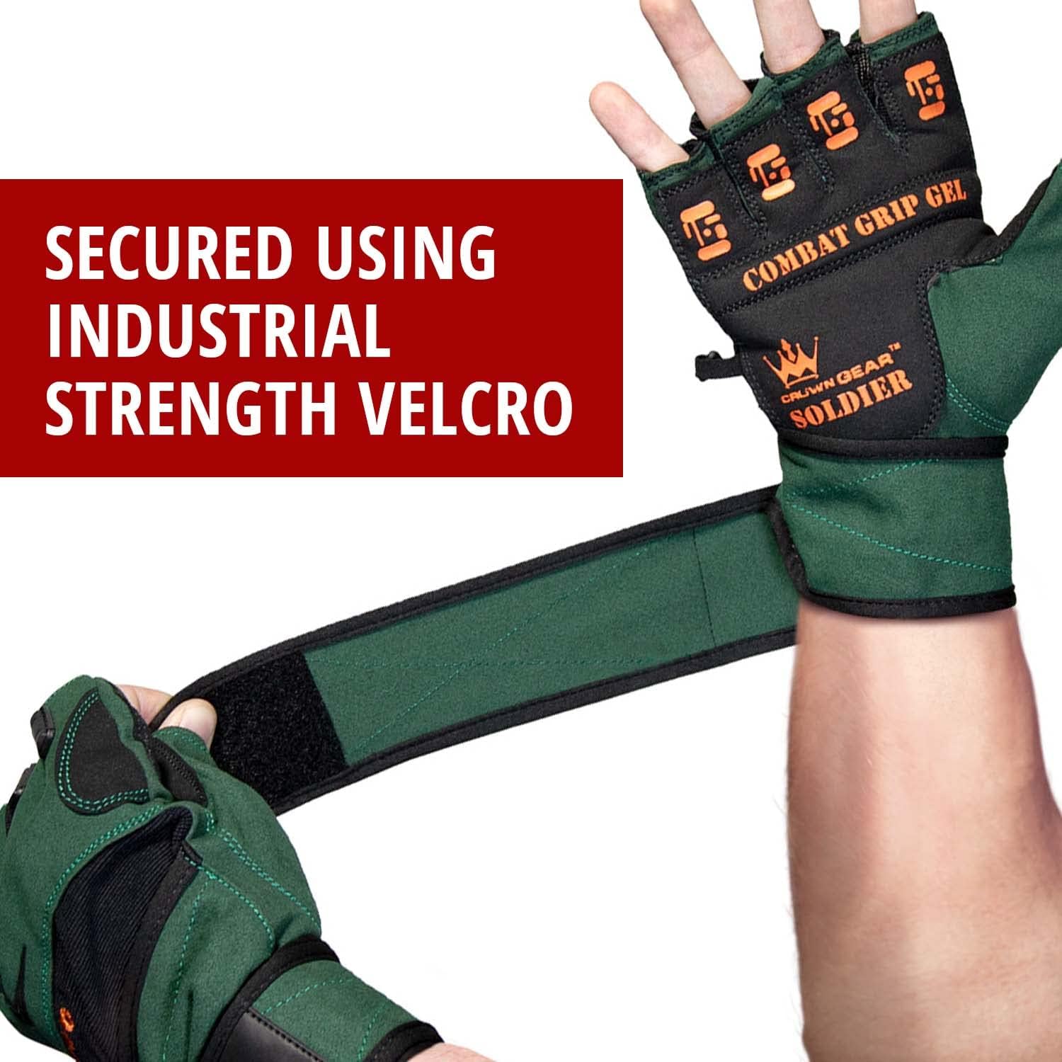 Crown Gear Weightlifting Gloves for Crossfit Workout Training - Fitness Gym Bodybuilding Gloves for Men or Women - Best for Heavy Weight Lifting Exercise Integrated Full Wrist Support Wraps