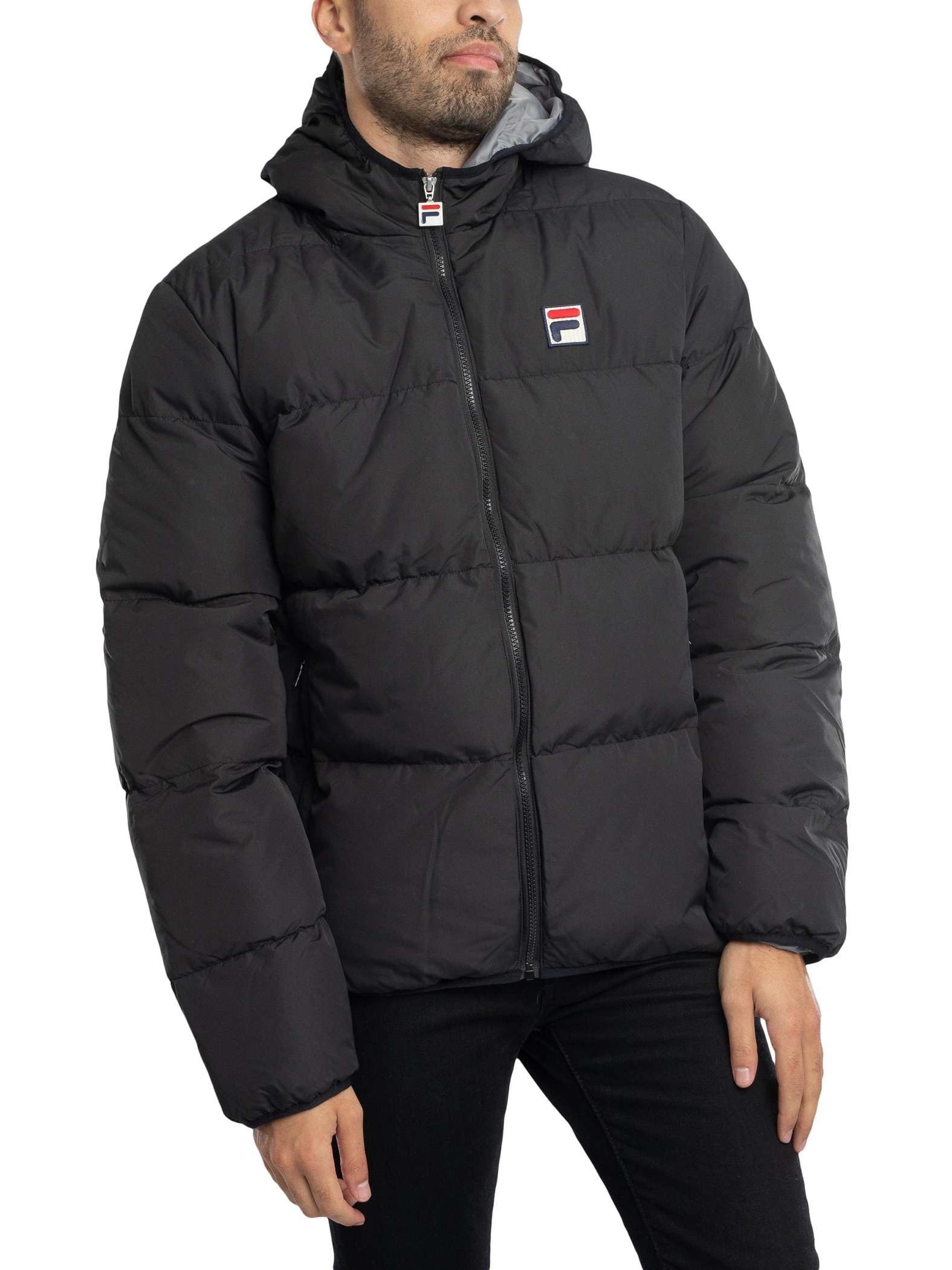Fila Men's Harry Heavily Padded Puffer Jacket, Black/Sharkskin, Black/Sharkskin, XL