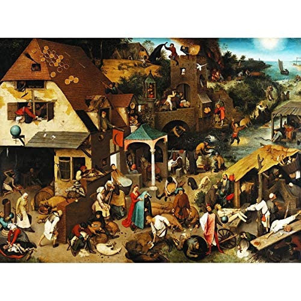 Pieter Bruegel The Elder The Dutch Proverbs Art Print Canvas Premium Wall Decor Poster Mural