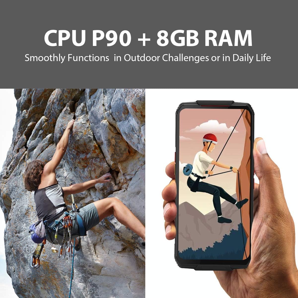 New Product WP7 Rugged Smartphone, Night Vision Camera 8GB + 128GB Helio P90 Waterproof Unlocked Android Cell Phone 6.53 inches FHD+ Global 4G LTE Dual SIM, IP68/IP69K Triple Cameras NFC AI Cellphone (Black)