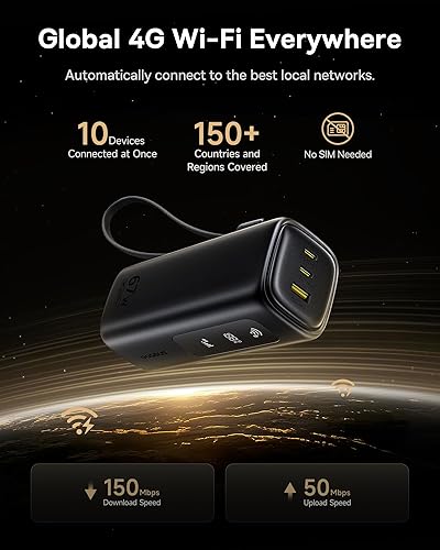 Miniatura 3 de Baseus Hotspot móvil 4G LTE y banco de energía de 20000 mAh 67 W 2 en 1, WiFi portátil para viajes en más de 150 países, sin tarjeta SIM, sin