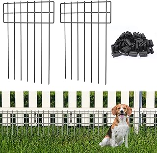 25 Pack Animal Barrier Fence, 17 in(H) X 27 Ft(L) No Dig Garden Decorative Fencing, Rustproof Metal Wire Panel Garden Fence Border for Dog Rabbits Ground Stakes Fence and Outdoor Landscape Patio
