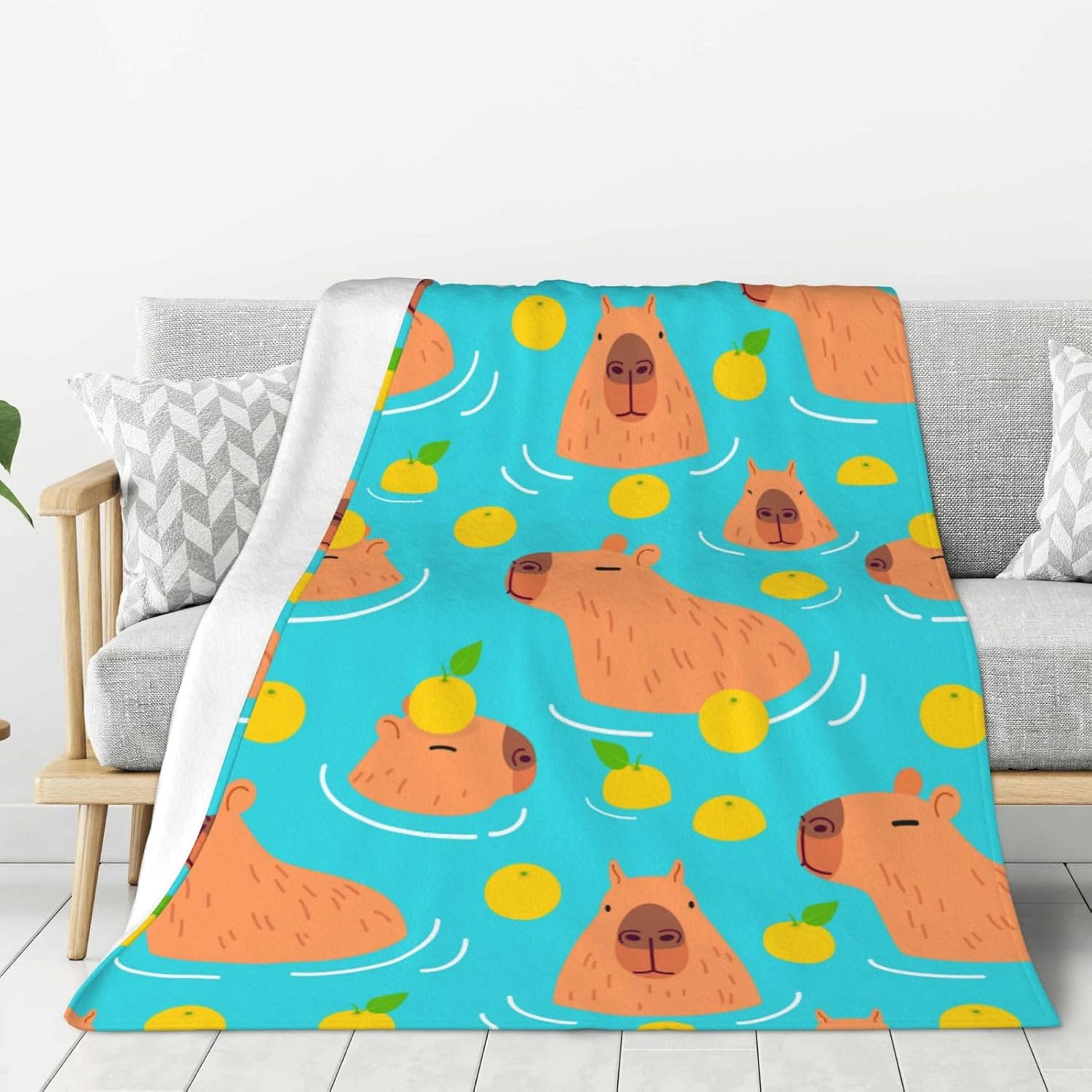 Cute Capybara Animal Pattern Blanket, Soft Blankets Flannel Bed Throw Cozy Lightweight Plush Gifts for Boys Girls Women Men Sofa Couch Bedroom Living Rooms Warm All Season, Home Decor, 60"X50"