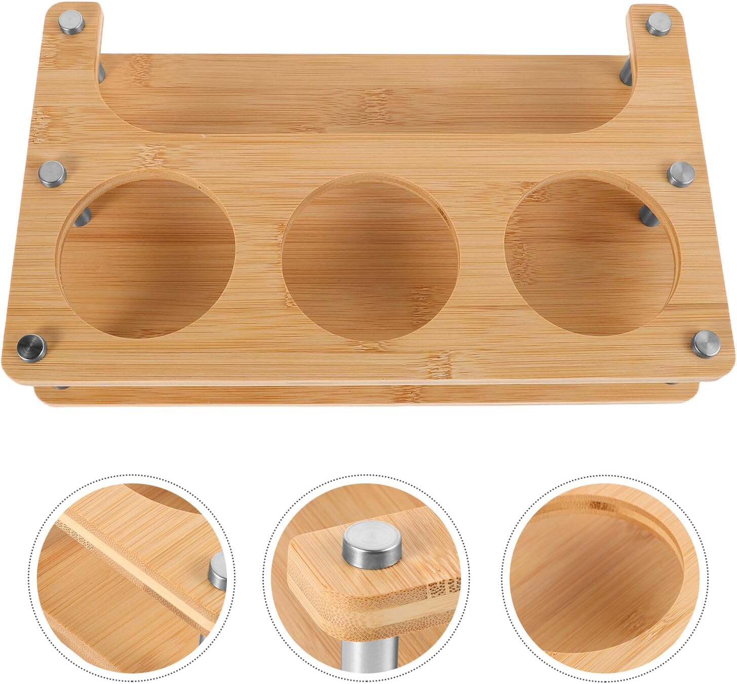 Wooden Kitchen Spice Rack Organizer 3-hole 8x8x8cm Multi Spice Container Holder for Salt Oil Vinegar Bottles Countertop Storage for Home Cooking