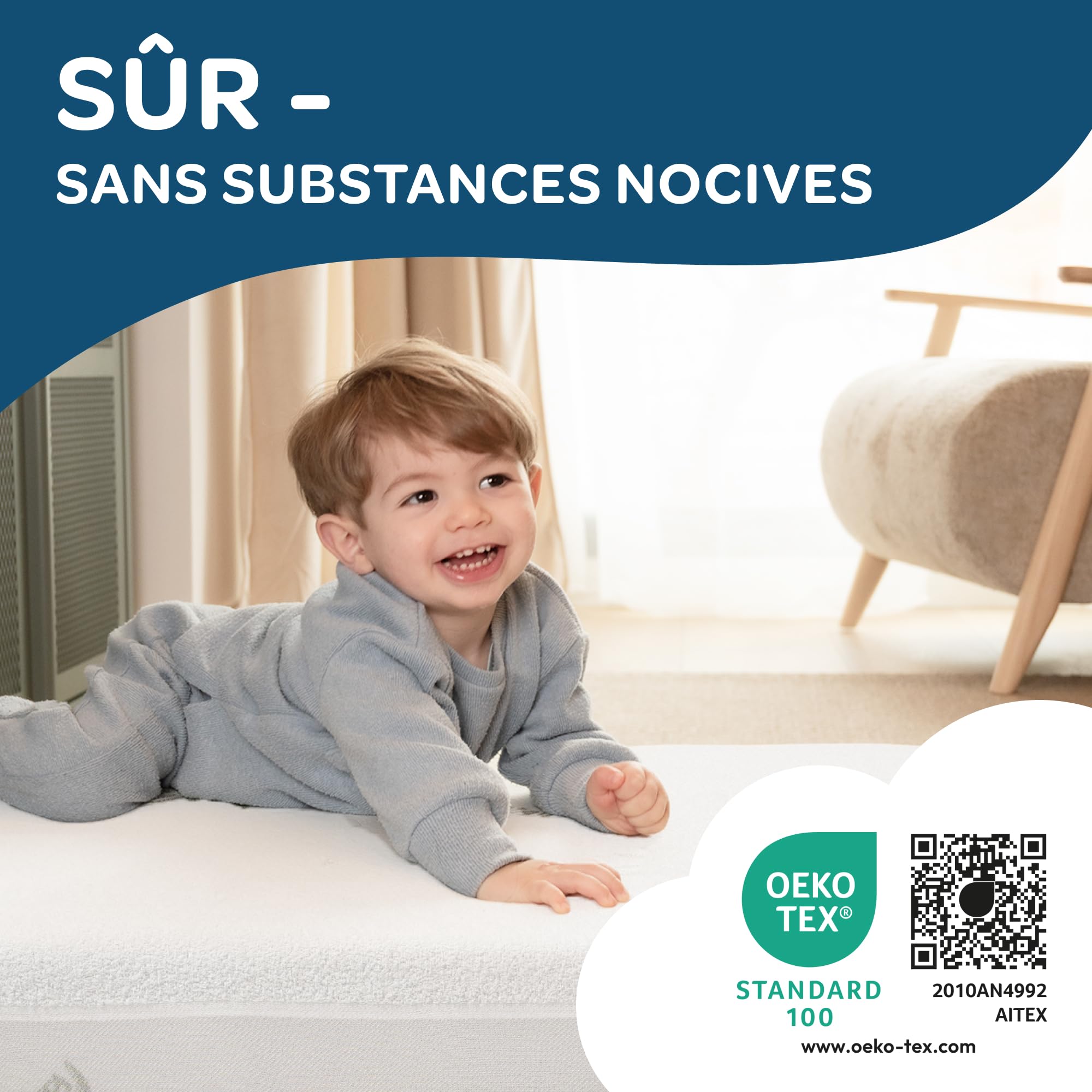 DOLCI SOGNI Protège-Matelas Lit Bébé 50x85 cm (Lot de 2) – Imperméable, Respirant, Antibactérien – Coins Élastiqués – Doux – Lavable à 60 °C – Certifié Oeko-Tex – Fabriqué en Europe