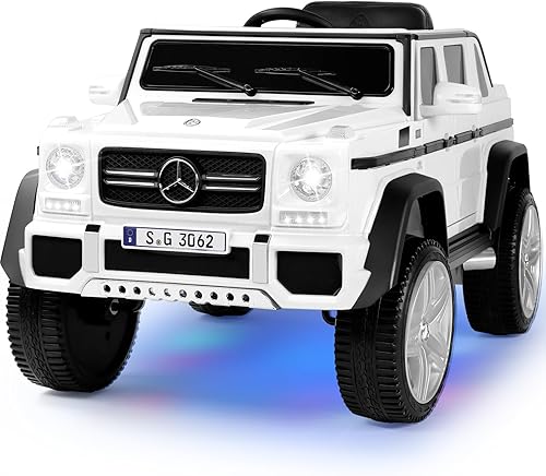 Miniatura 11 de JOYLDIAS - Auto Mercedes-Benz G650S con licencia para niños, camión de paseo para niños 12V7AH con control remoto de 2.4 GHz, 3 velocidades, música