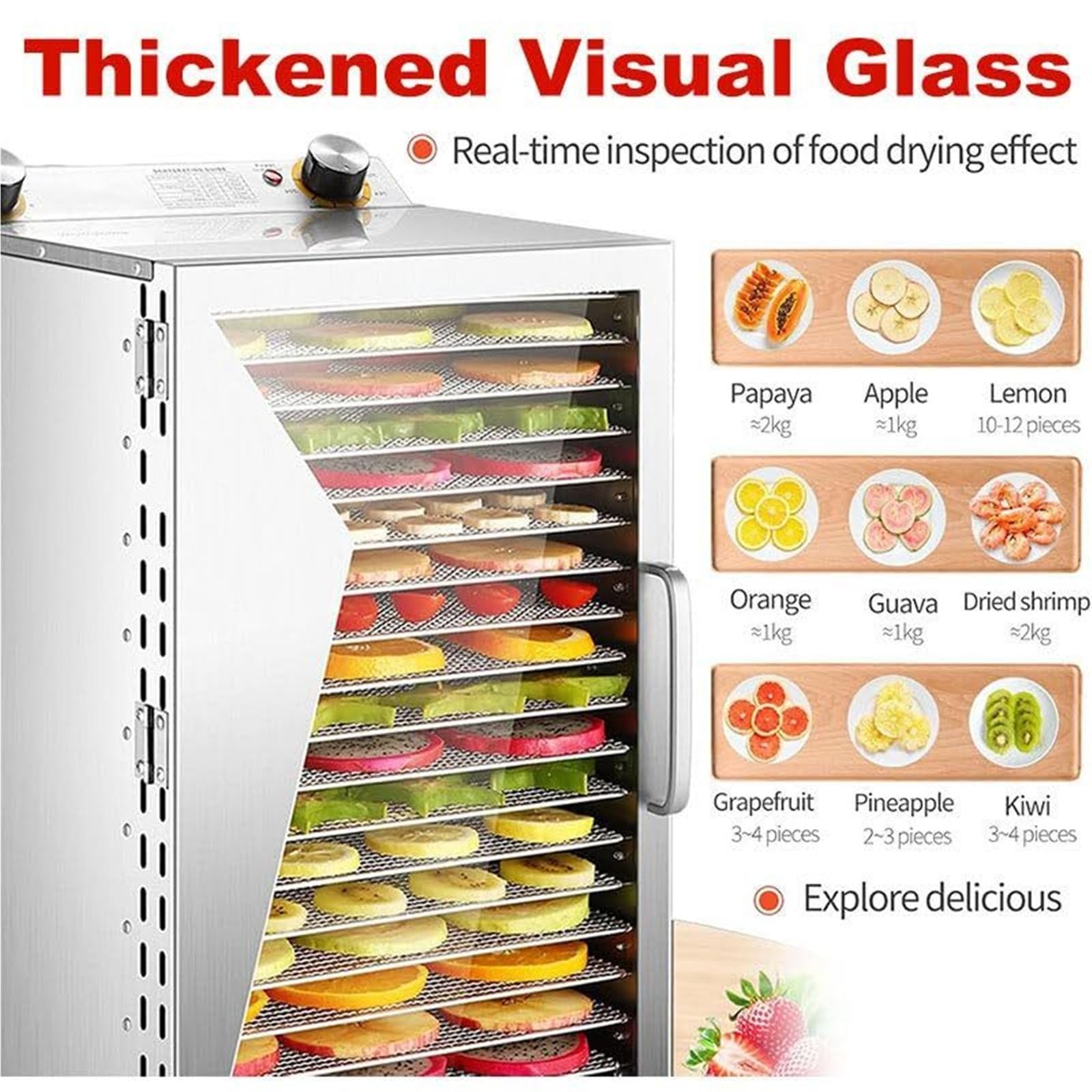 Food Dehydrator Machine, 400W 12-Tray Electric Food Dryer with 35-90°C Temperature Control, 12-Hour Timer, 6-Inch 360° Fan for Fruit, Vegetable, Meat, Jerky, and Herb Drying(12layers)