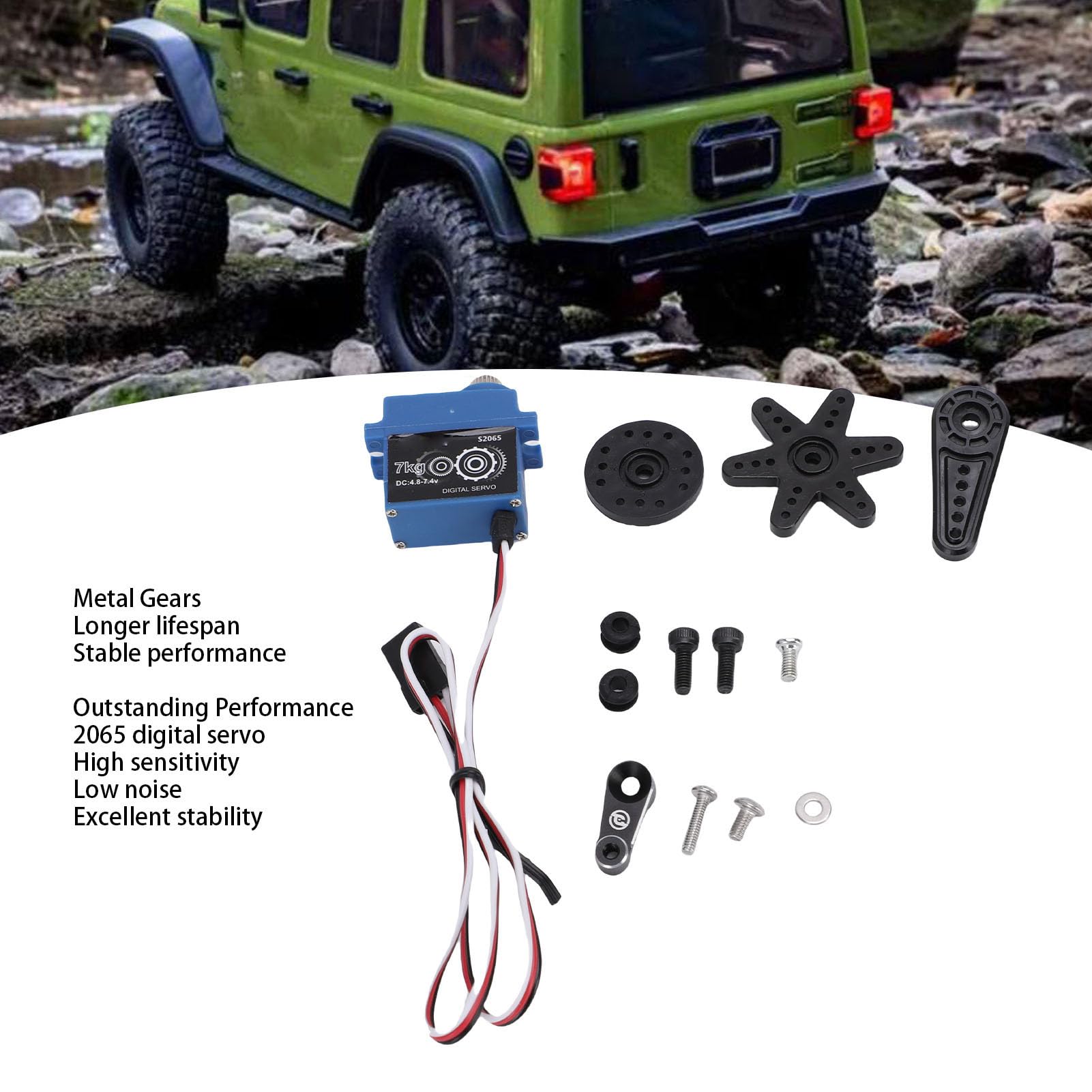 3 Pcs 7kg RC Servo Digital, IP66 Metal Gear Directing Servos Part para 1/10 Crawler de Escala SCX10 III