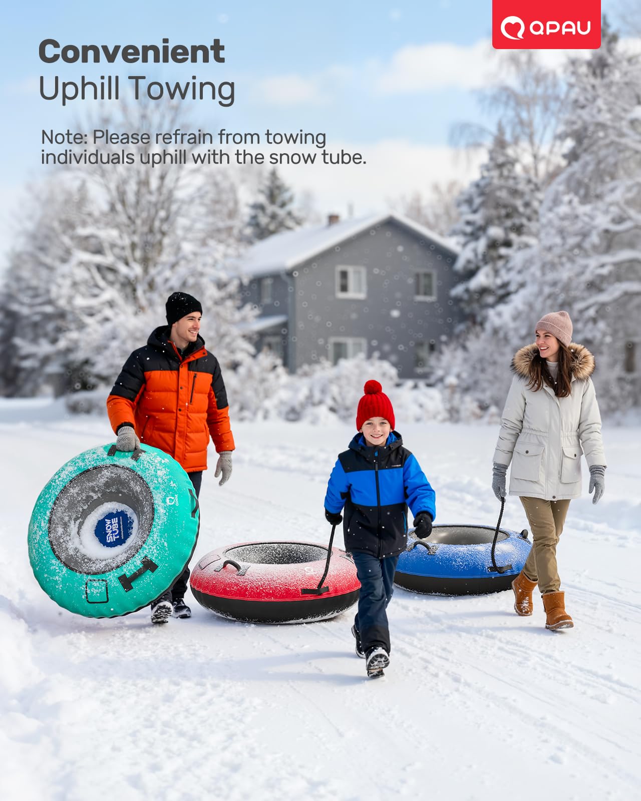 Tubo de Nieve Inflable 48 Pulgadas para Niños y Adultos, Resistente con Cubierta de Lona