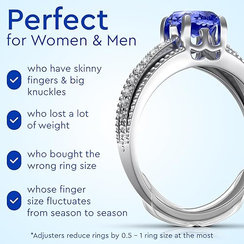 Miniatura 7 de Ajustador de tamaño de anillo para anillos sueltos se adapta a bandas planas de hasta 0.315 in, paquete de 8 protectores de fácil clip, espaciadores
