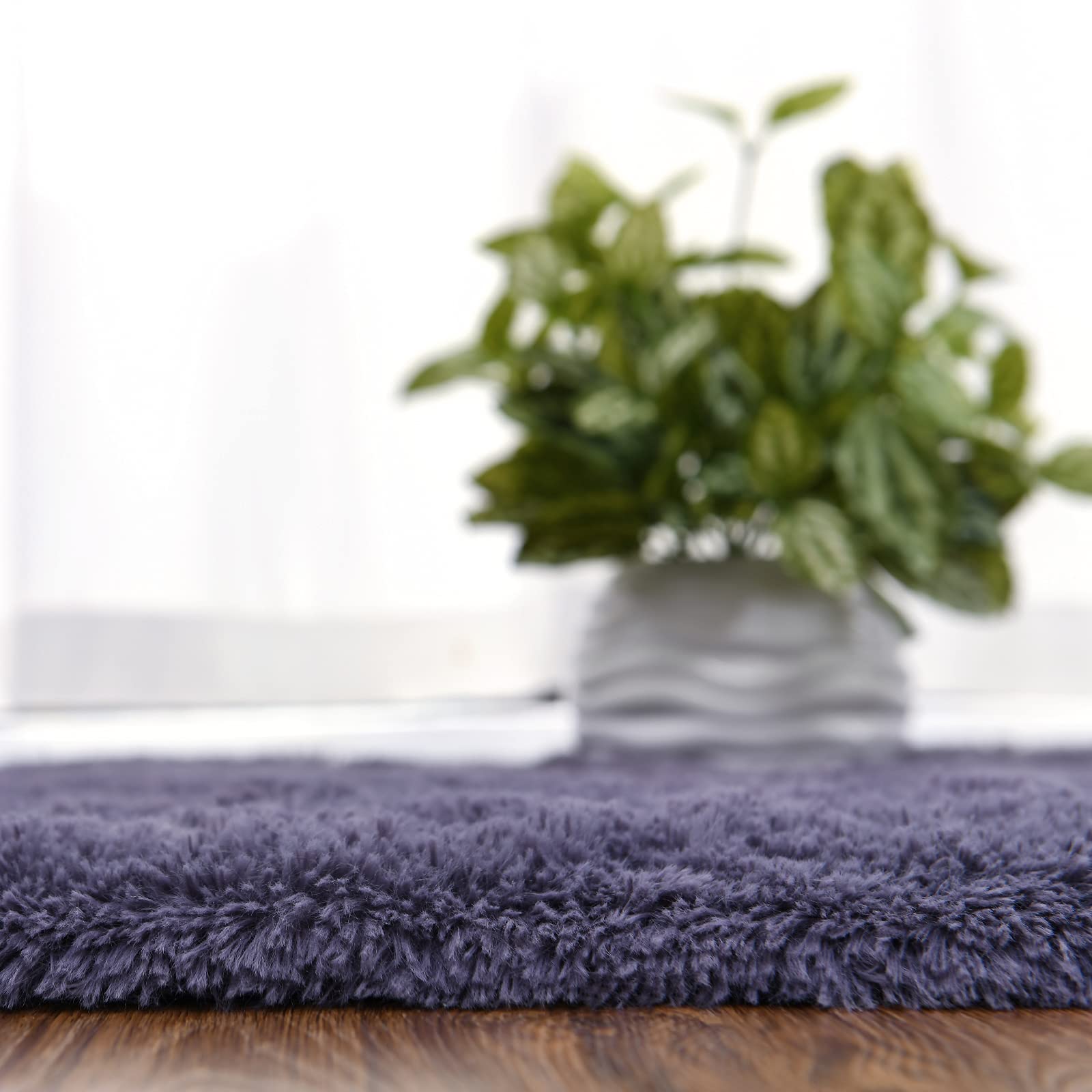 Sanmu morbido velluto tappeto di seta semplice stile moderno ovale Shaggy Tappeto moda tappeto per sala da pranzo, salotto rosa Rugs for Girls Room Home Decor 2.6 'x 5.3' Grey-purple