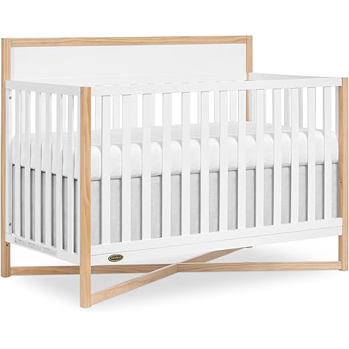 Dream On Me Owen 5-in-1 Convertible Full-Size Baby Crib in Vintage White Oak, GreenGuard Gold & JPMA, Converts to Toddler, Day, & Full-Size Bed Non-Toxic Paint, Safe Sleep Environment