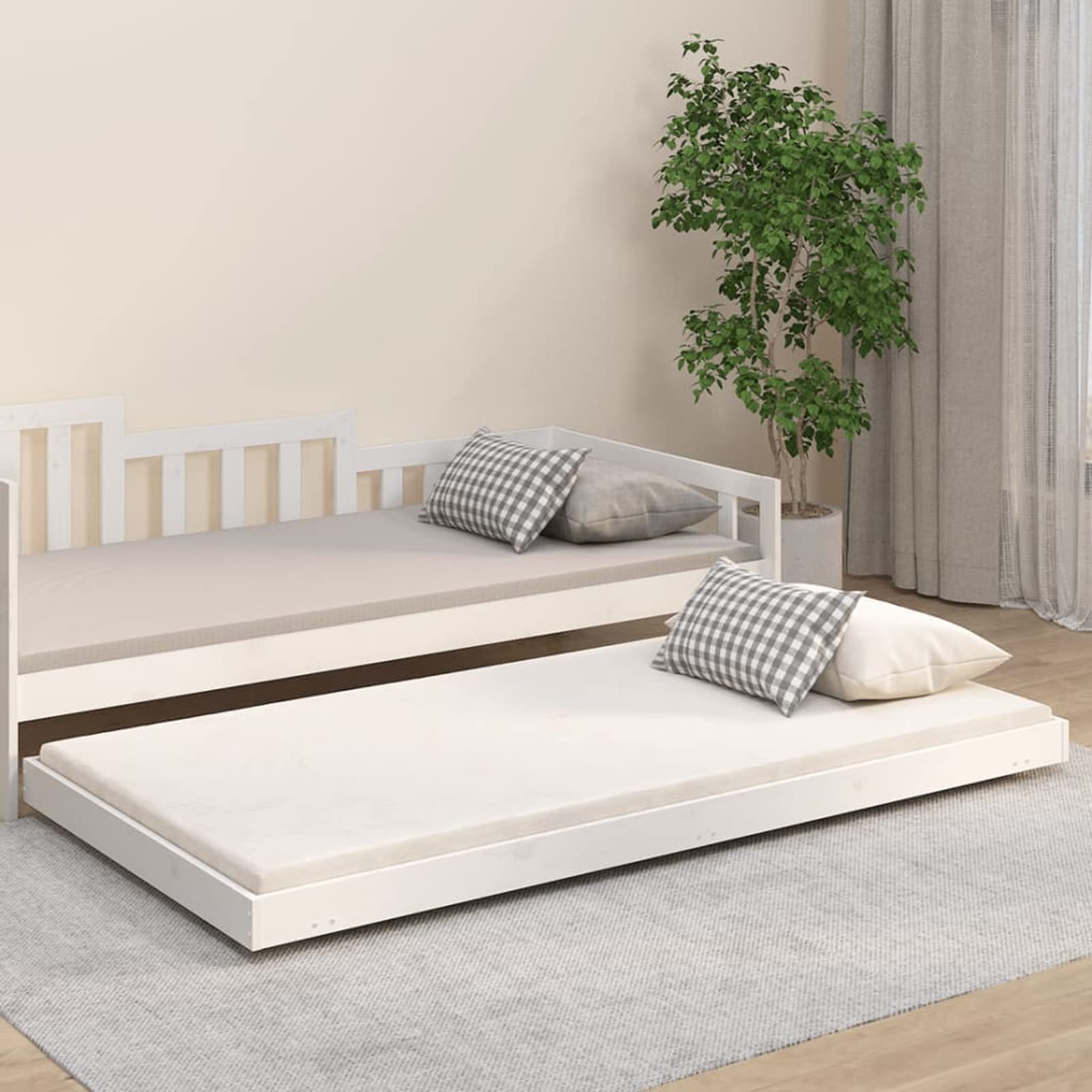 LAPOOH 823500 Solid Pine Wood White Bed Frame, 80 x 200 cm, Modern Bed Frame, Bed Frame