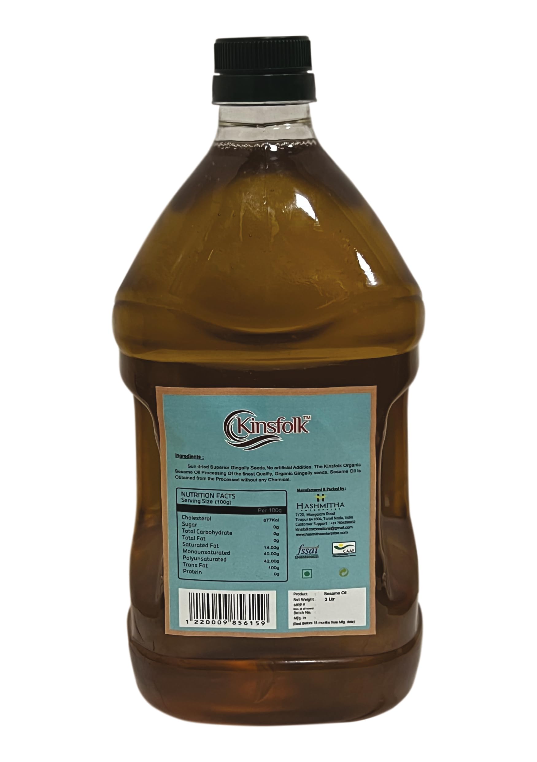 Kinsfolk Organic Gingelly/Sesame Cold Pressed Oil - 2 Ltr PET - Image 4 thumbnail