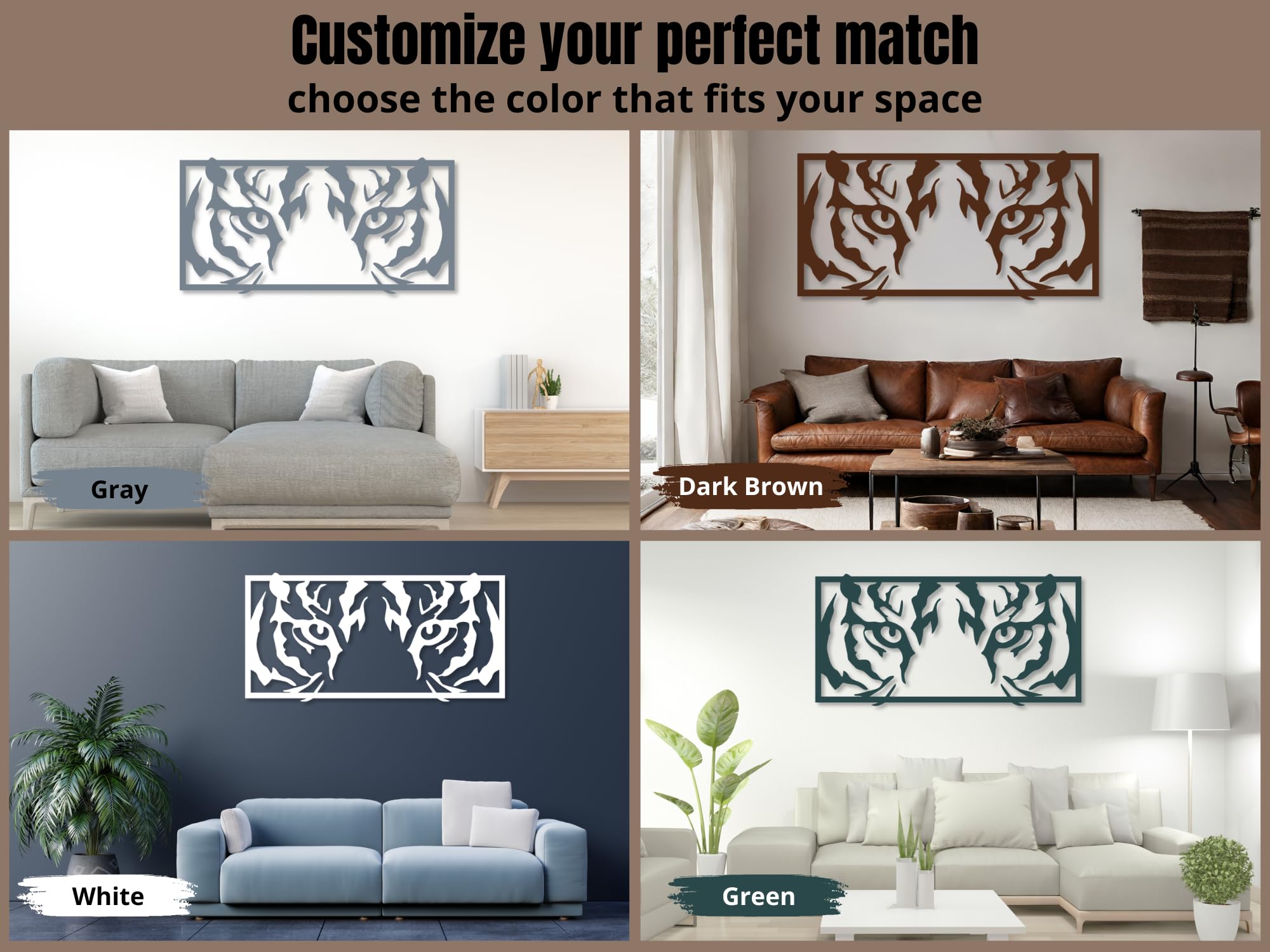 VAILLA Animales Cuadros decoracion salon modernos grande, Decoración de pared de madera 3D, Decorativos para Pared del hogar, Cuadro Habitacion, Quadros decoração sala, dormitorio (Ojos de tigre)