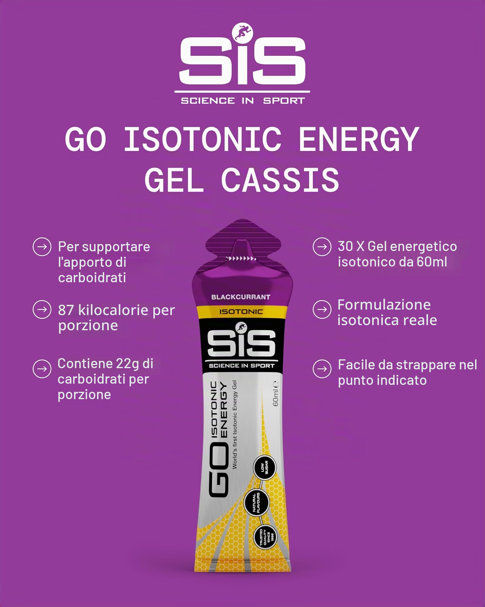 Science in Sport GO Isotonic Energy Gel 30 x 60ml Tropicale, Vegano - Gel energetico con 22g di carboidrati, Ottima fonte di energia, Alternativa ideale alle bevande isotomiche