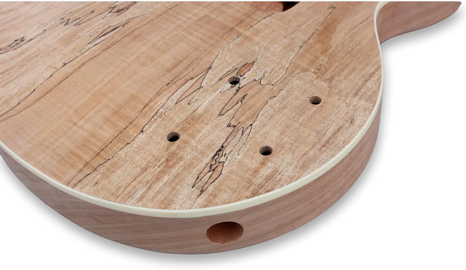 DIY Electric Guitar Semi-Finished Kit, Map Texture Veneer Mahogany Body and 22 Fret Neck One Piece Set In Heel Rosewood Fingerboard, White Square Inlays, All Accessories Included (01)