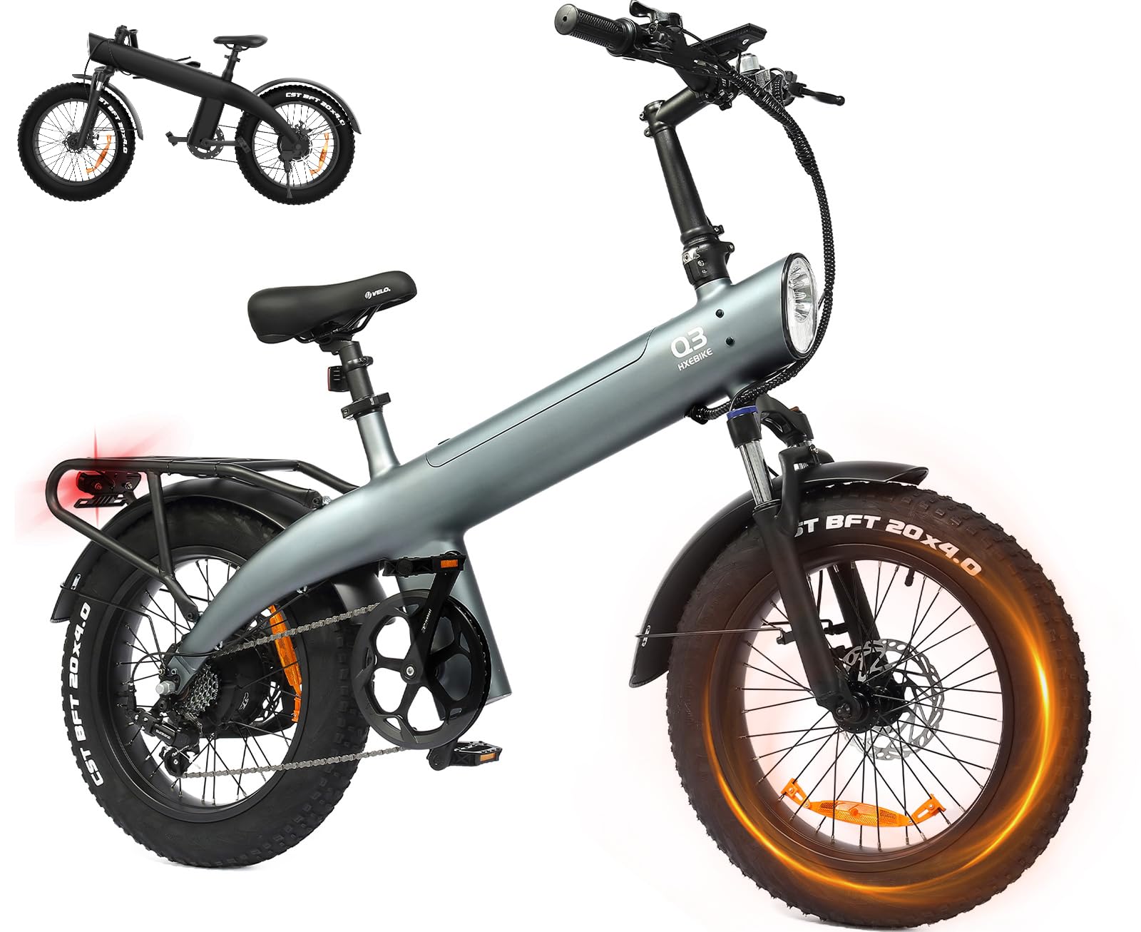 HX Q3 Bici Elettrica Adulti per il Commuting, 48V 20Ah Batteria Rimovibile, 115Nm 20"×4.0" Fat Tire, 7 Velocità Mountain Bici Elettrica con Telaio Posteriore, Autonomia 60-120 km, E-bike Ogni Terreno