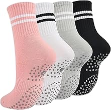 QEEROYO 4 Paia Calzini Antiscivolo Yoga Donna, Calzini Antiscivolo Yoga, Calzini Pilates Antiscivolo, Antiscivolo Pilates Calze per Donna Ragazza, per Yoga, Pilates, Balletto, Danza, Fitness