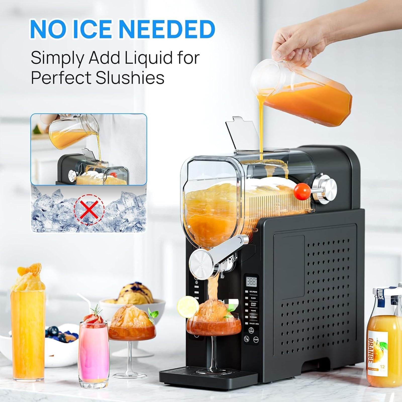 6-Mode-Slush-Hersteller, 1,2L Kapazität, Ruhige Gefrorene Getränkemaschine für Cocktails Smoothies, 15-Min.-schnelles Einfrieren, Selbstreinigung, Party Home Use, Schwarz
