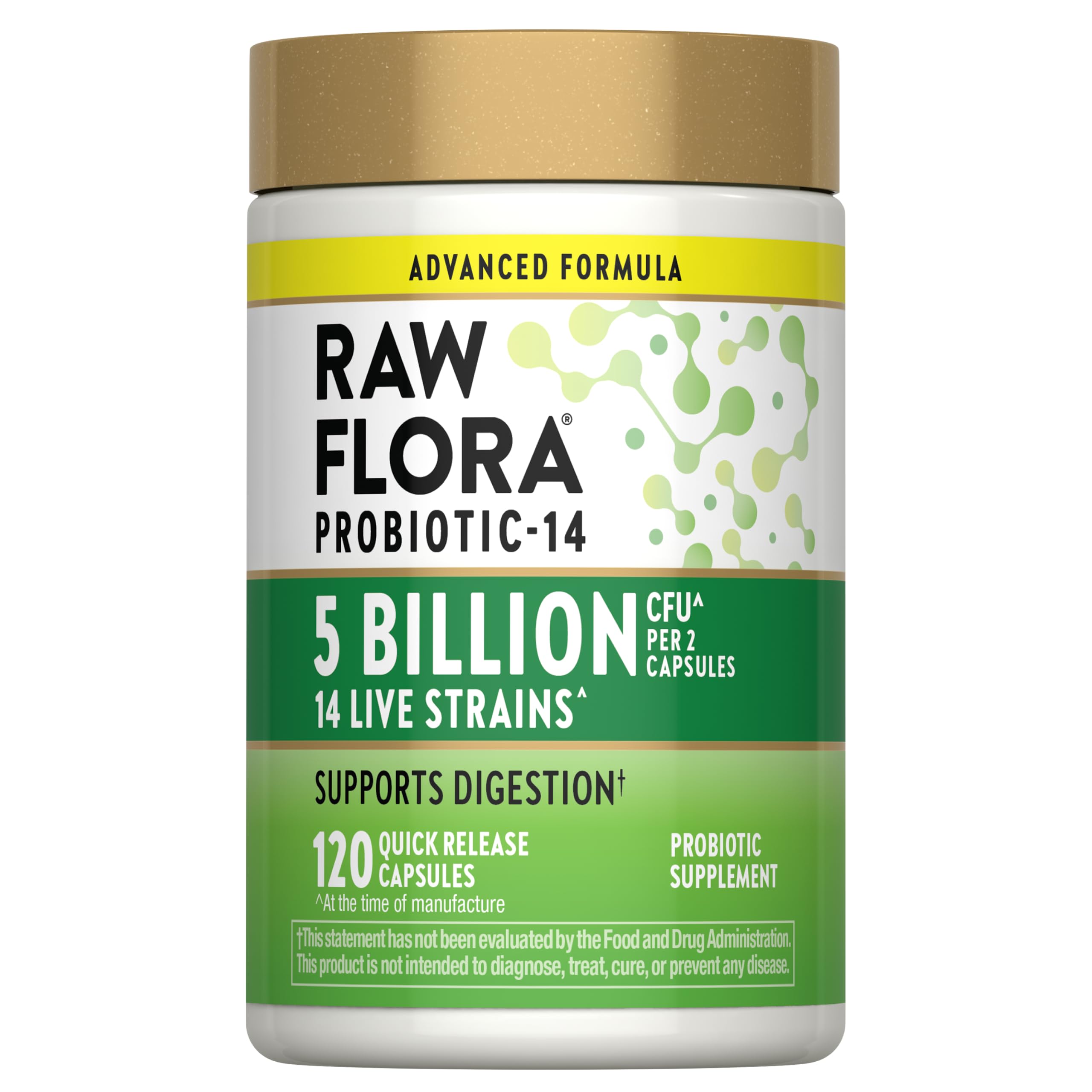 Raw Flora Probiotics for Women and Men | 120 Capsules | Supports Digestion