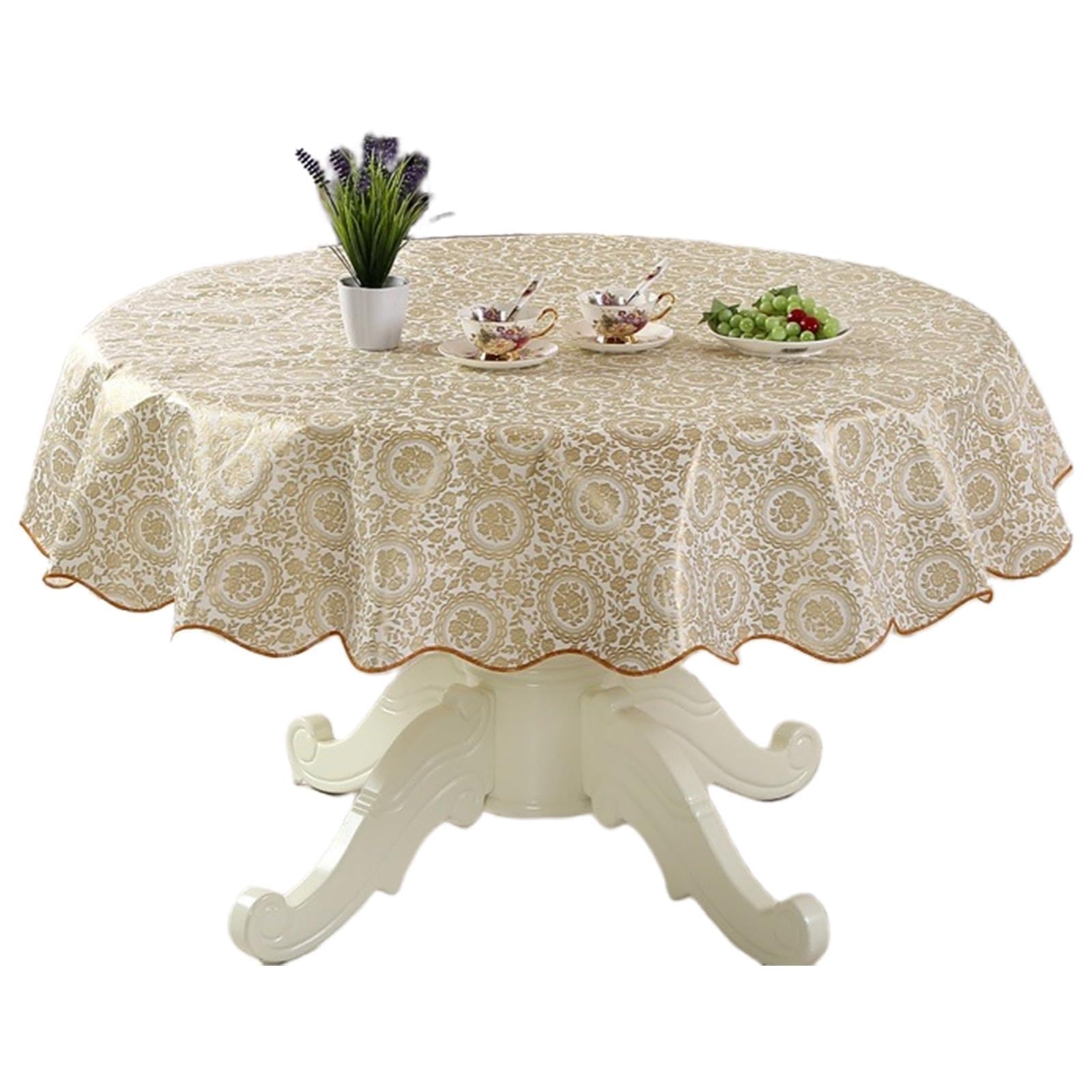 Nucelit Easy Care PVC Round Tablecloth with Colorful Floral Design Oilproof and Waterproofs Table Cloth for Various Occasion Table Covers