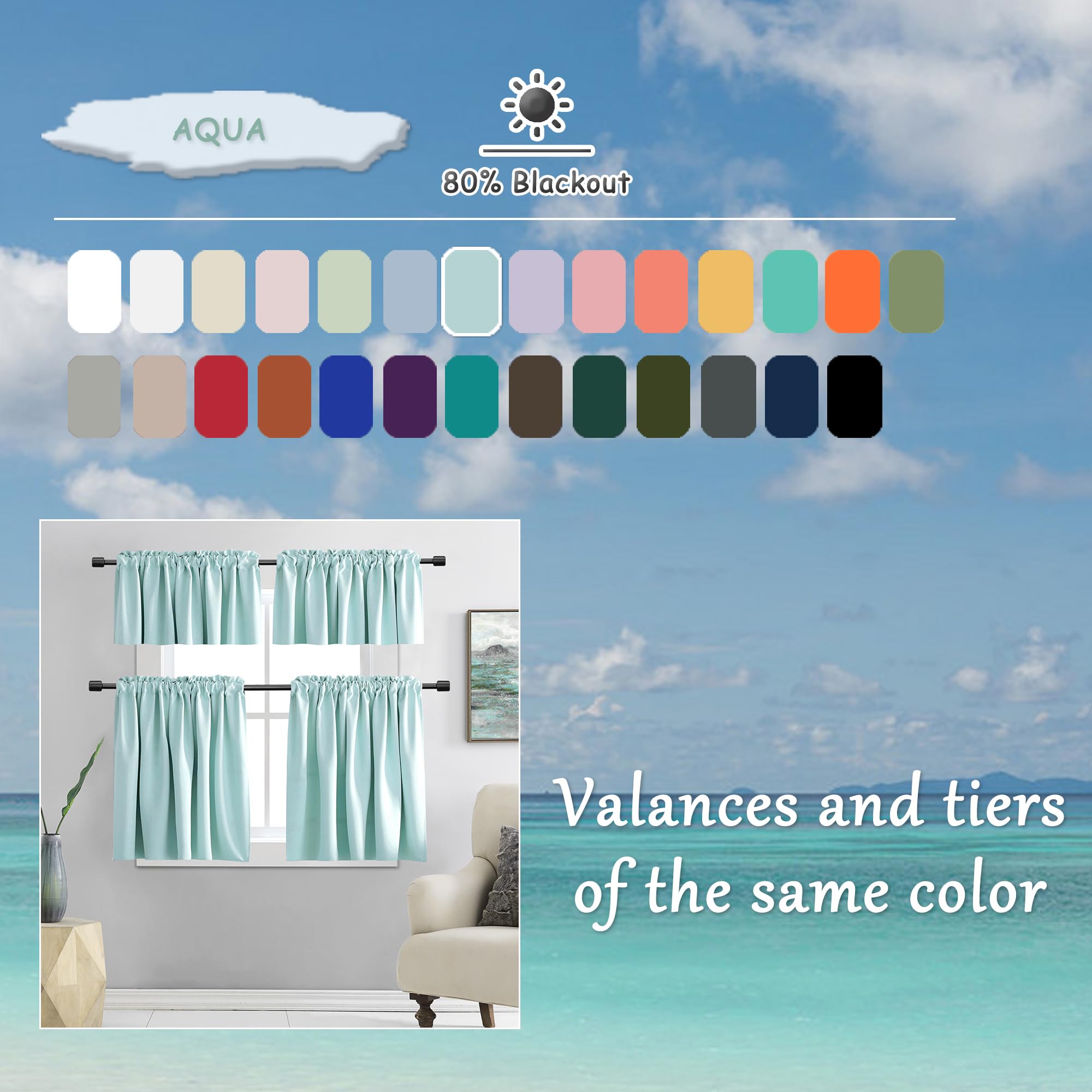 DONREN Aqua Color Curtain Drapes for Bedroom - Image 4