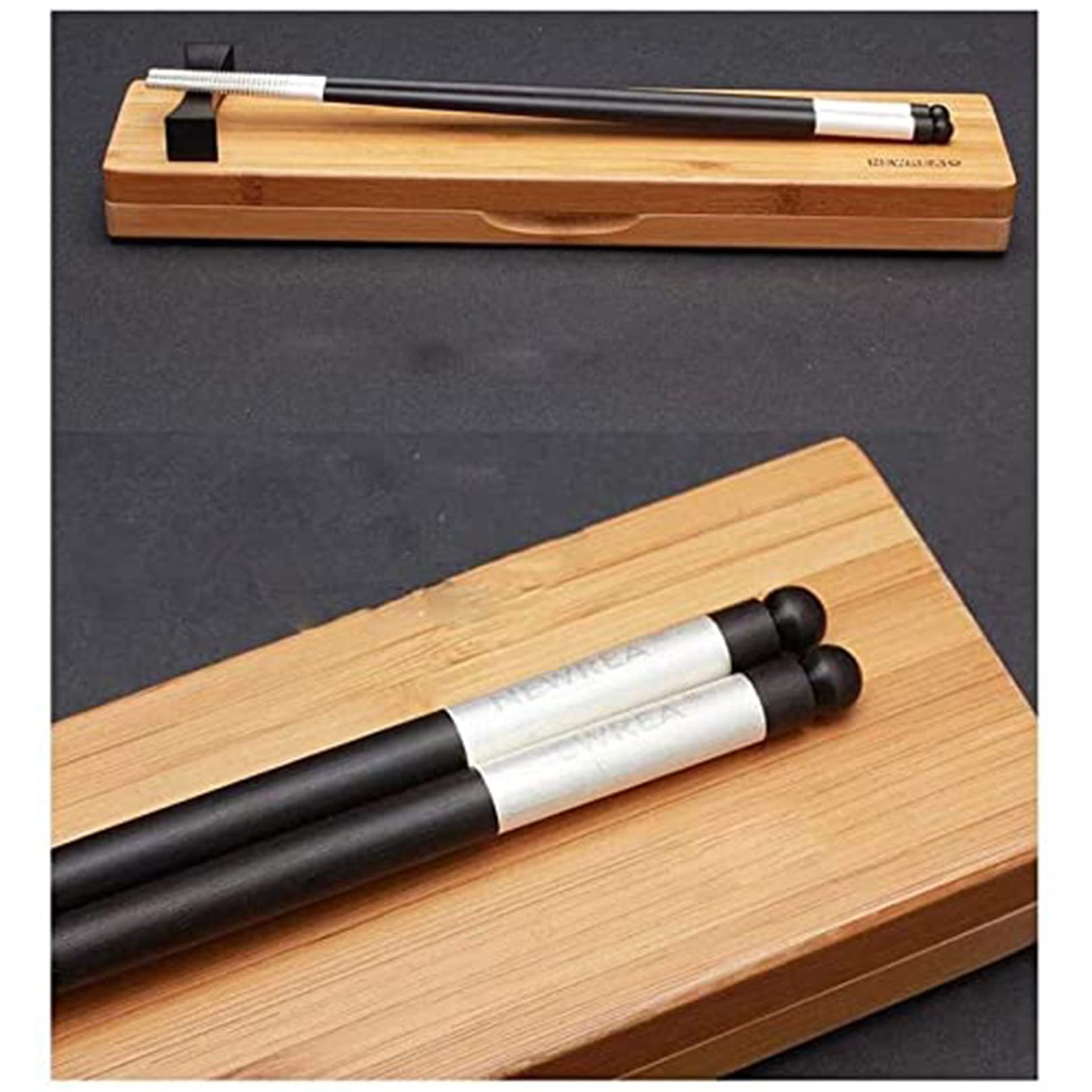 Baguettes réutilisables Lot de baguettes chinoises en argent 999, 25 cm, fabriquées à la main, emballage en bambou, idéales for les coffrets cadeaux et les collections, noires, 10 paires(5 pairs)