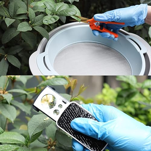 Miniatura 5 de Kit de bandeja de recorte bandeja de recorte con pantalla + tijeras de corte de hoja curva y recta + lupa iluminada, cubo de ribete resistente