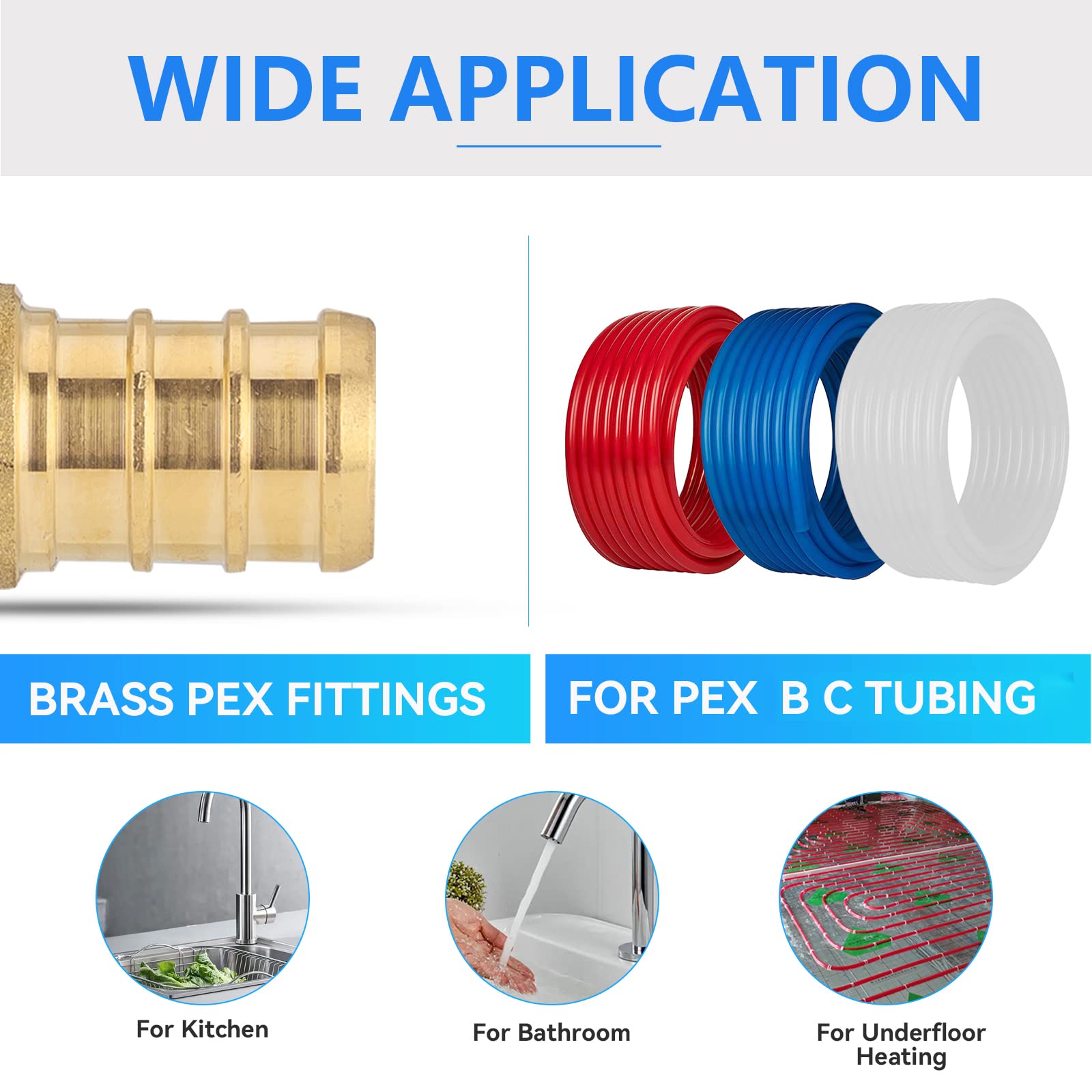 Paquete de 25 Accesorios PEX, Codo Giratorio roscado Hembra NPT de 3/4" x 3/4", Accesorio de engaste de plomería de latón PEX F1807