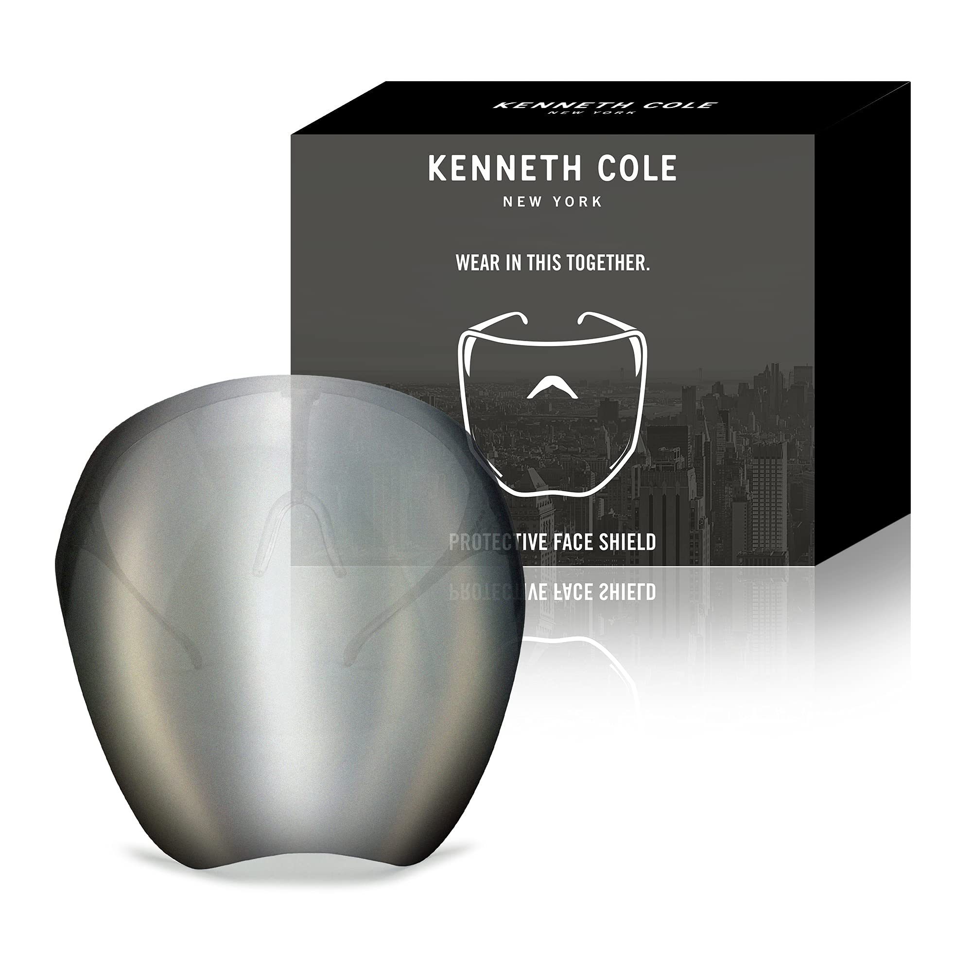 Kenneth Cole Goggle-Style Face Shield with 180° Safety Coverage: Anti-Fog Glasses and Clear Face Visor Integrated in One Design - Unisex Fashion Protective Wear for Men, Women, Silver Mirror