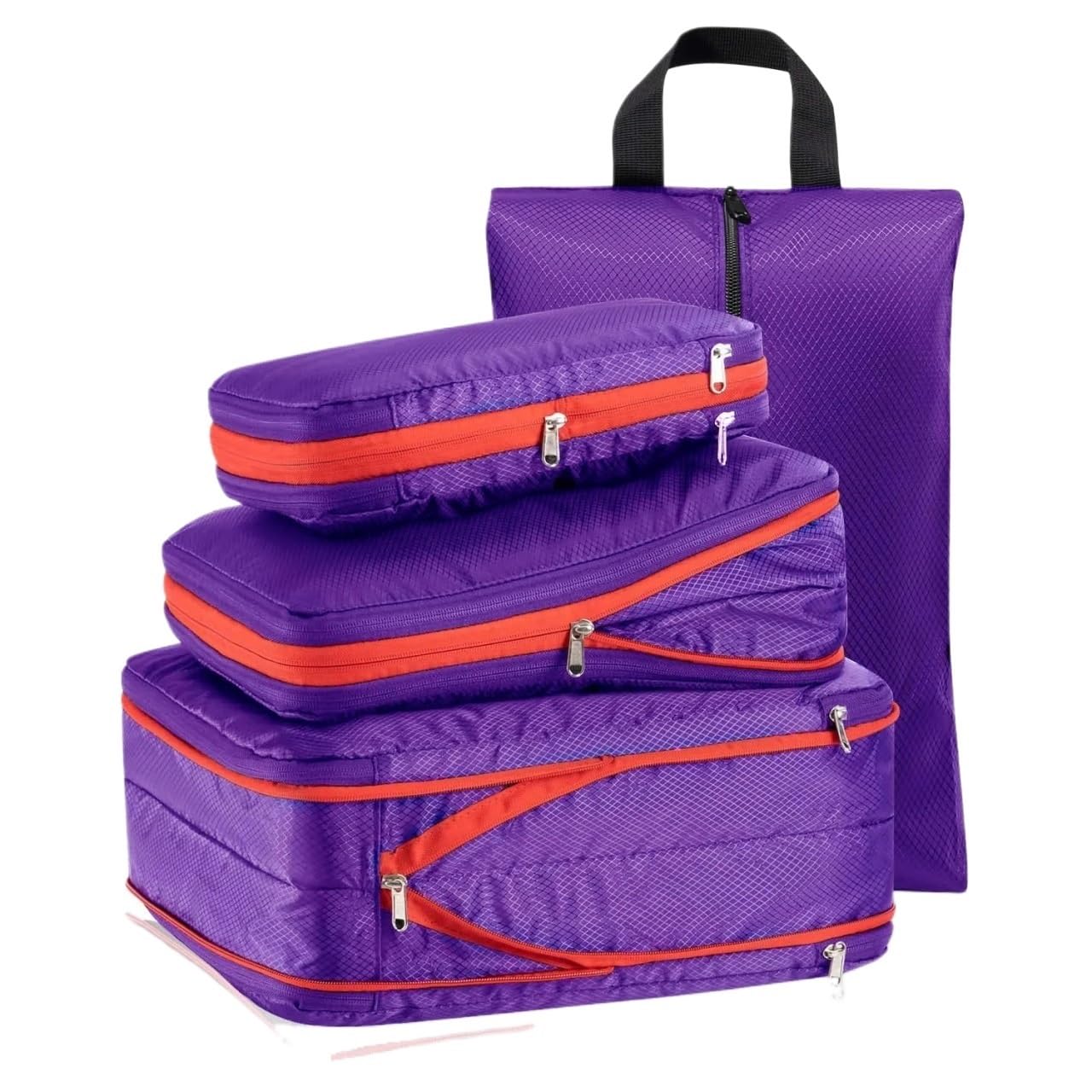 Kompressions-Packwürfel für Reisen, erweiterbare Kompressions-Packwürfel, leichte Reise-Aufbewahrungstaschen für Gepäck zum Organisieren von Kleidung und Accessoires, einfach zu packen und zu