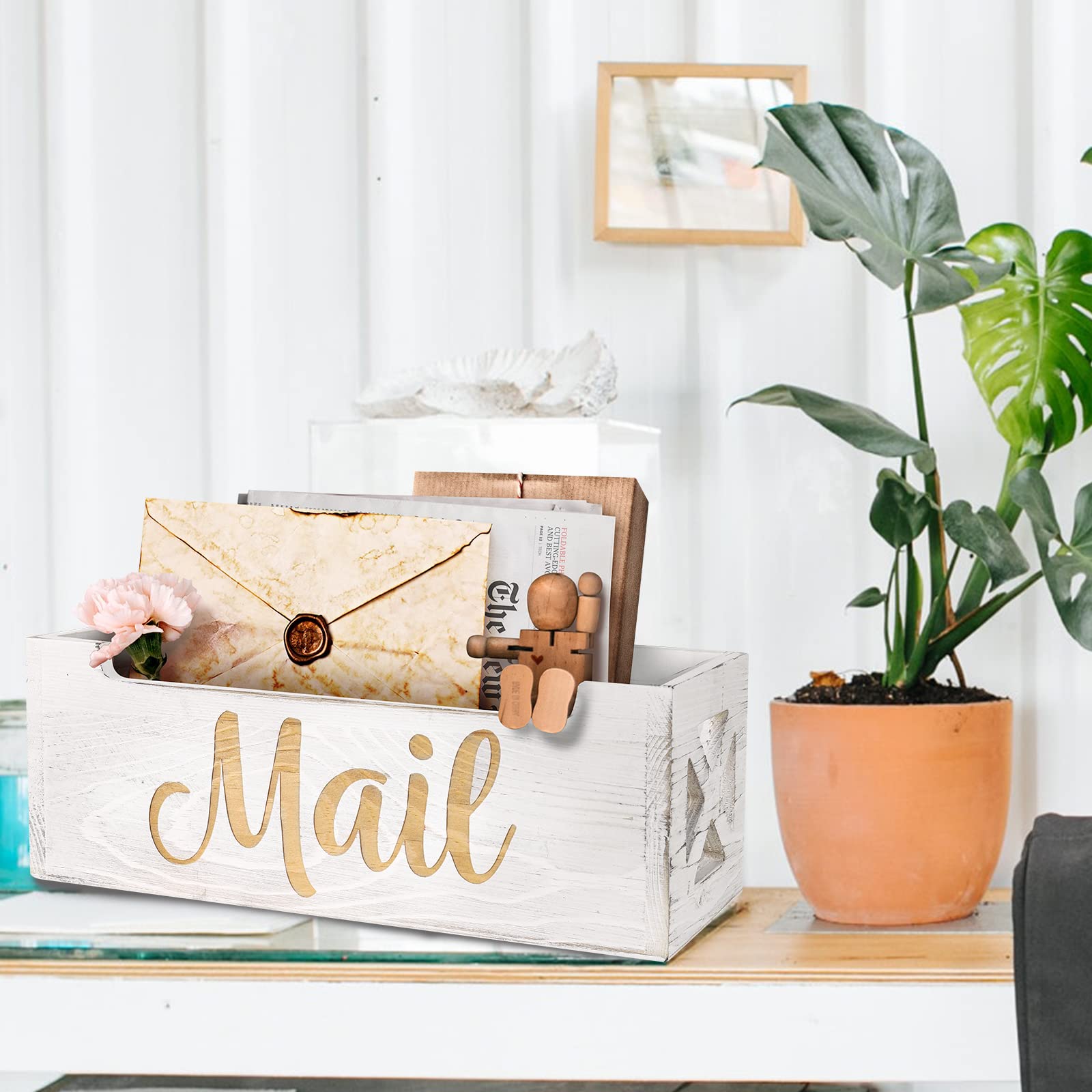Organizador De Correo Rústico Para Encimera: Cesta De Madera Para Correo Saliente Para Mostrador, Buzones De Correo Para Maestros Y Estudiantes Para Aula, Organizador De Entrada De Granja, Caja De Sobre