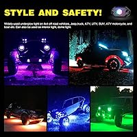 Vista 8 de Nilight Kit de Luces LED RGB Rock Lights de 8 Pods Underglow Neón Multicolor con Control de Aplicación Bluetooth Modo Música IP68 Exterior