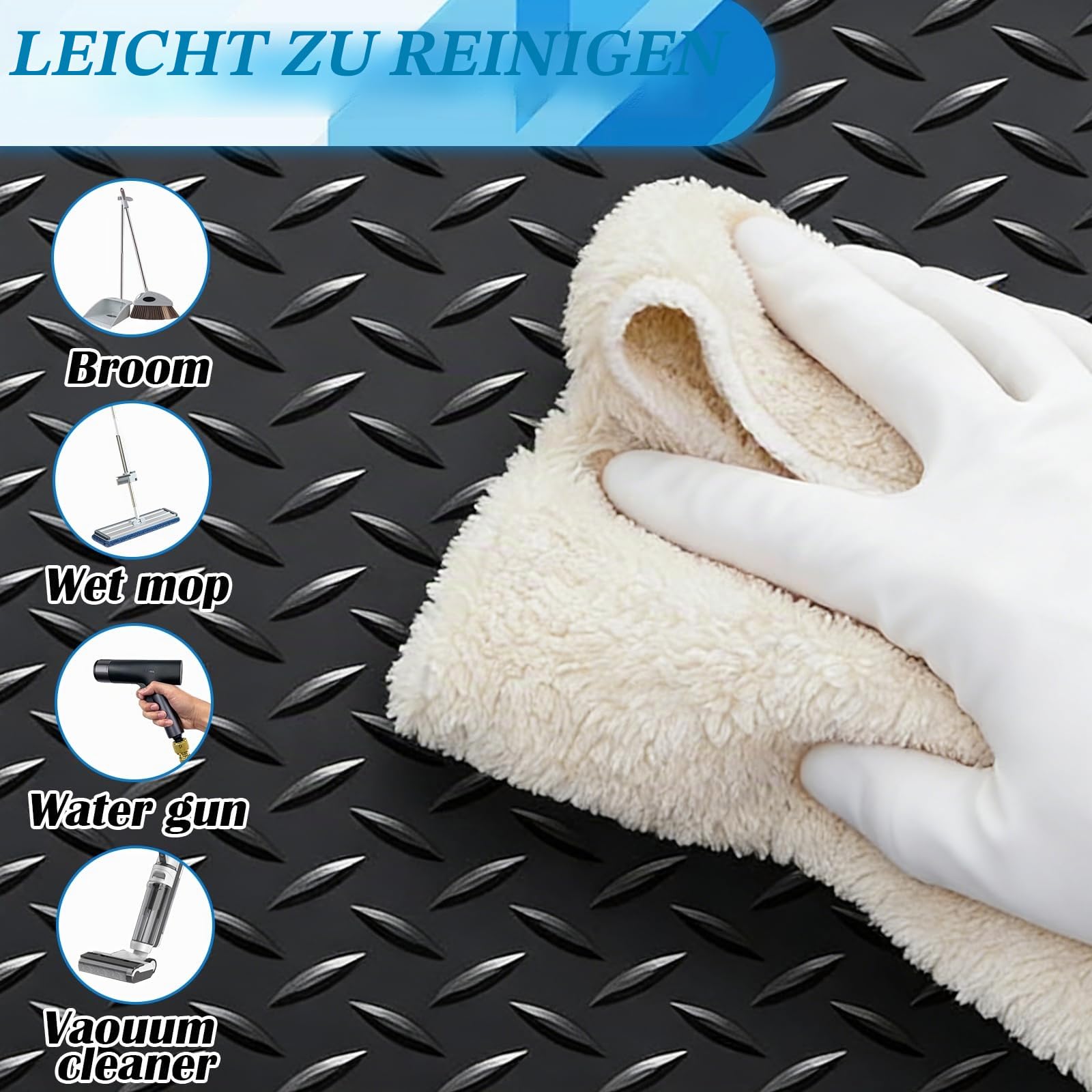 DAJAVE 300 x 150 cm Gummimatte Meterware Schutzmatte 1,5 mm für Garage