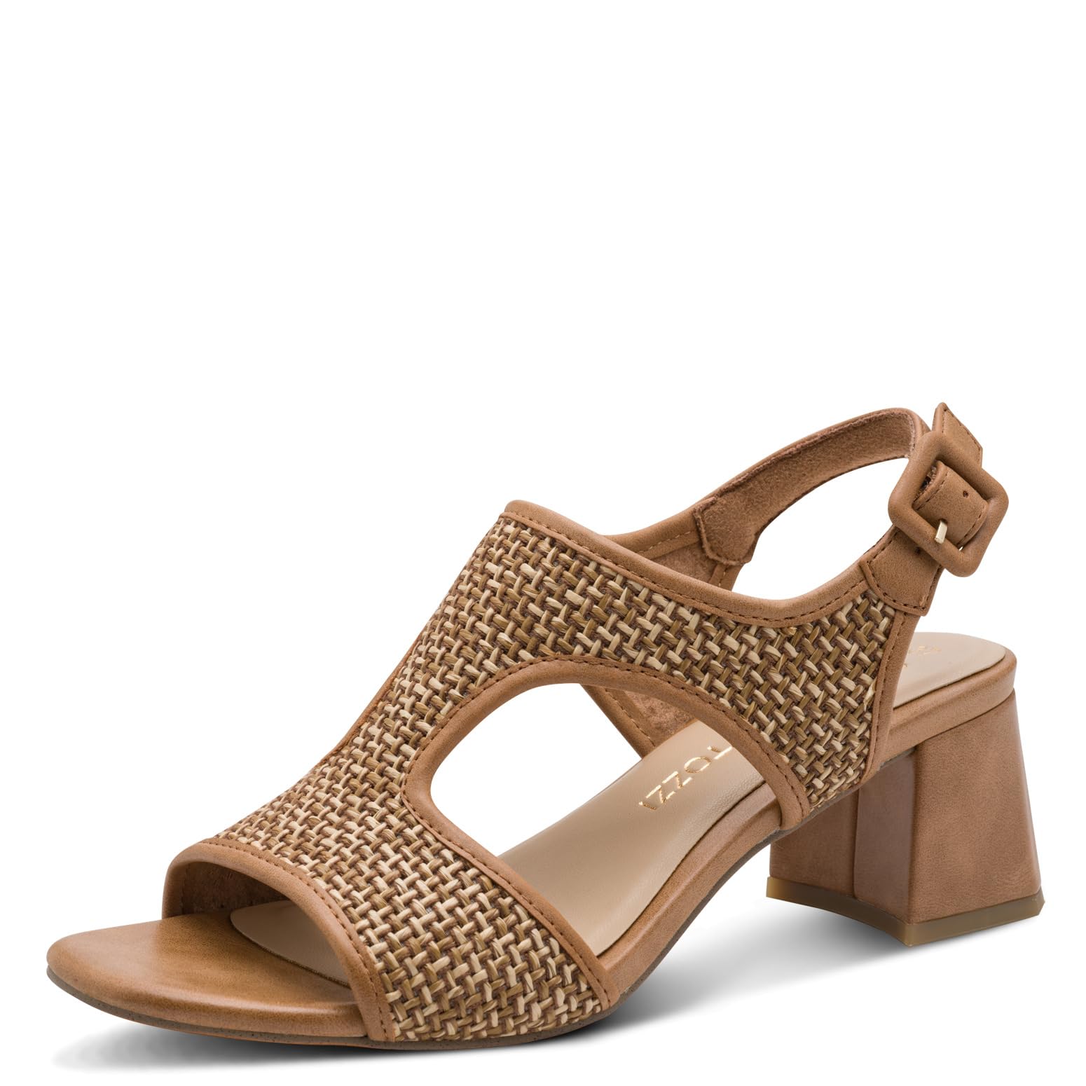 MARCO TOZZI Women's Sandal soft Feel Me Footbed soft Lining Modern, brown (COGNAC COMB), 7 UK
