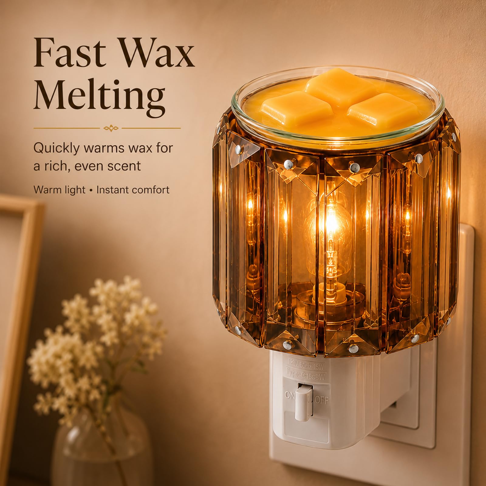 MeplLivs Warmers - Calentador de fragancia enchufable, enchufe decorativo para calentar velas perfumadas (dorado)