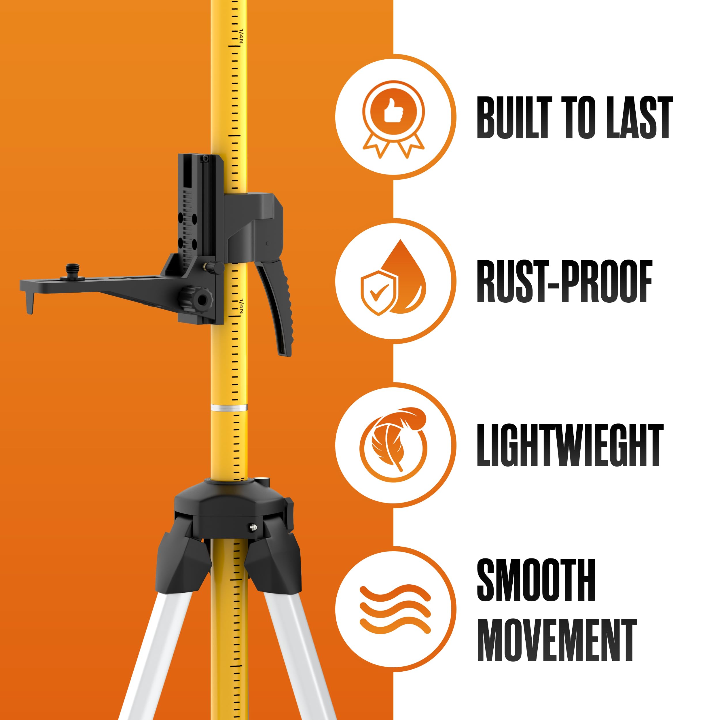 Livella laser Stand, Lazer Level Treppiede, Laser Pole, Lazer Treppiede, Tripie Mount, Rotary e Line, Accessori, Regolabile, Alto, Telescopico, Per Costruzione, 1/4 "e 5/8" Thread, 12ft, 12ft