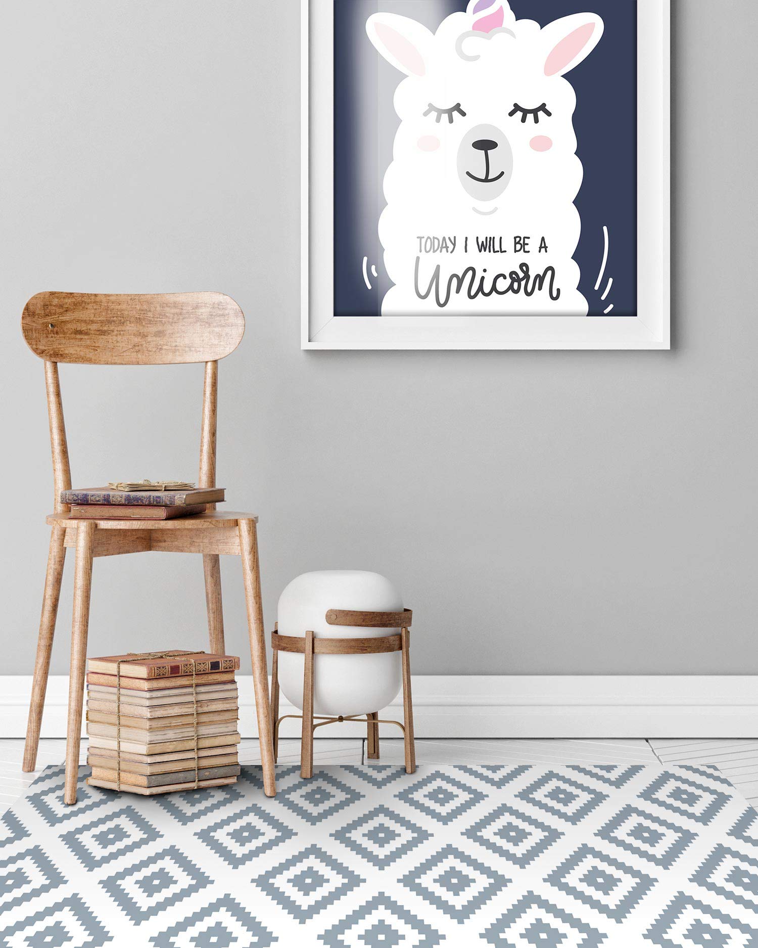Panorama Tappeto Vinile Cucina Sala - Varie Dimensioni - (Quadrati Blu 120x170 cm)