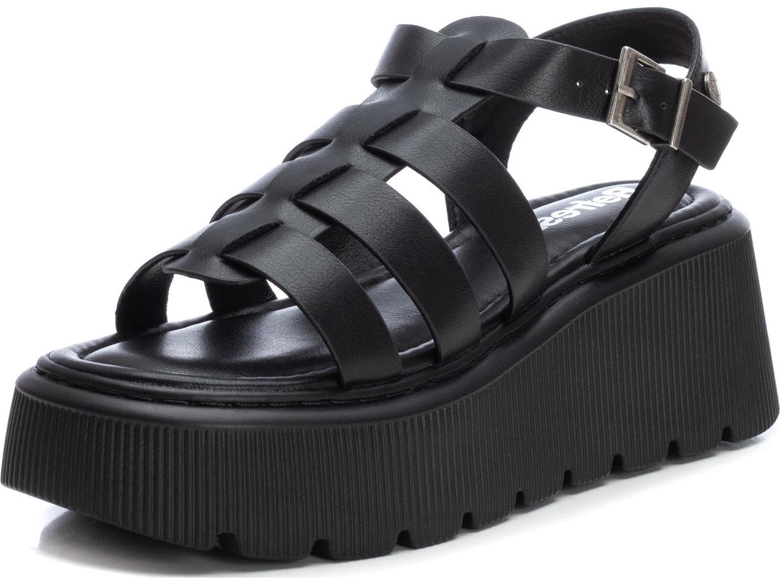 REFRESH 171862, Woman Sandal, Black/White, 4 UK